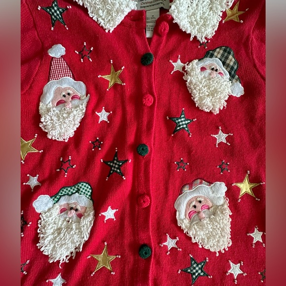 Tiara International Christmas Collection Santa Stars Beard Collar Women’s Medium - Picture 4 of 7